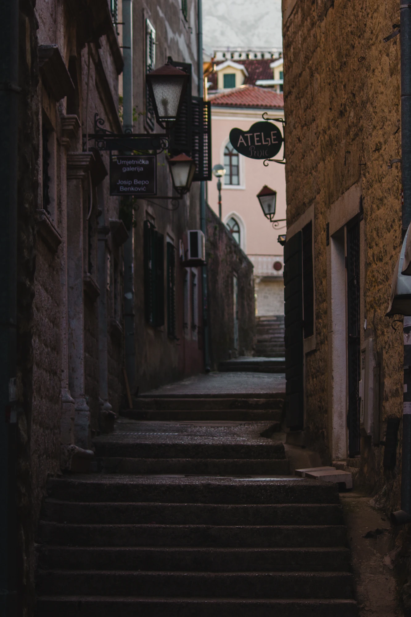 A narrow stairs passage going up