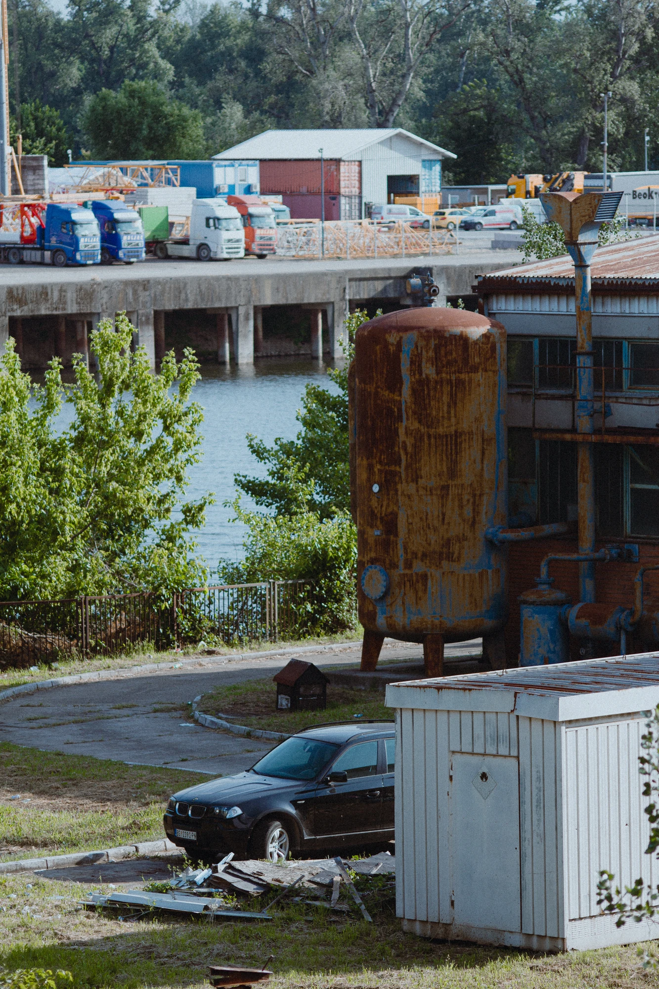 A desolate parked car